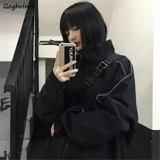 Reflective Jacket Women Casual Korean Style Vintage Outwear | Opulentfits